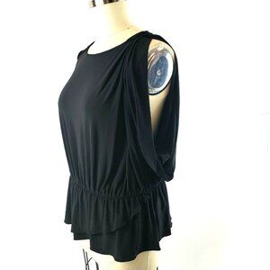 Tahari Jersey Peplum Top Cold Shoulder